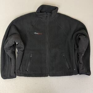 Vuori Men’s Medium Black Sherpa Fleece Full Zip Jacket Zip Pockets Logo